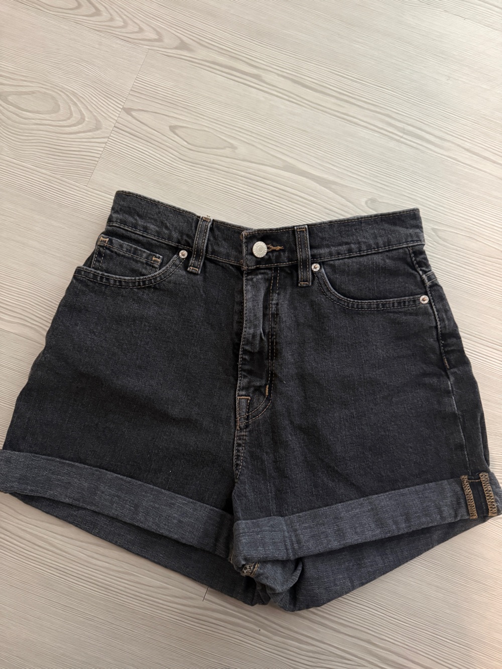 BDG Black Rolled Hem High-Waist Jean Shorts